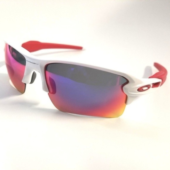 oakley red and white sunglasses